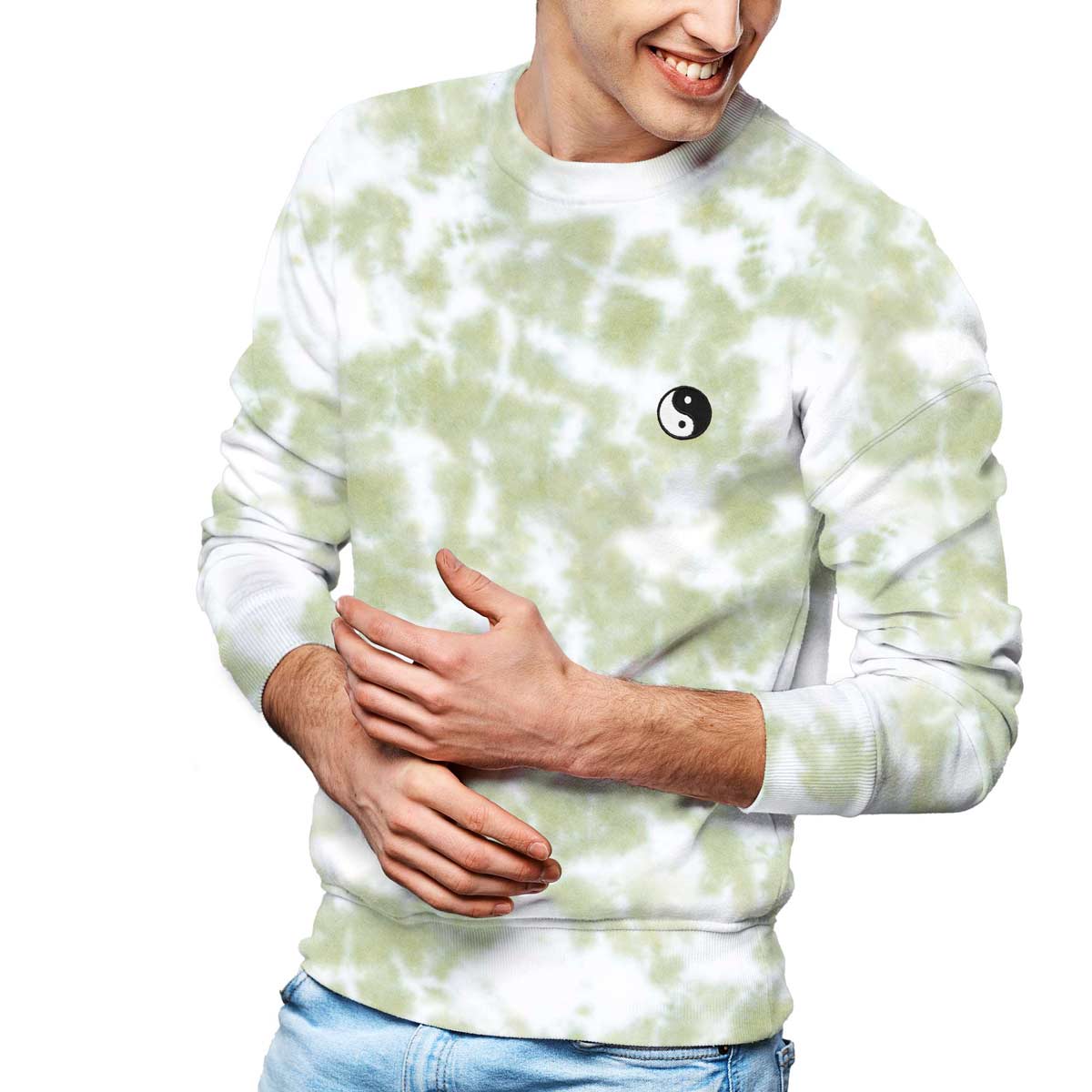 Dalix YinYang Midweight Fleece Tie Dye Crewneck Sweatshirt