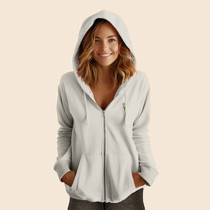 Dalix Daisy Midweight Fleece Raglan Sleeve Zip Hoodie