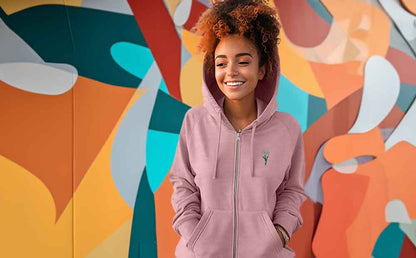 Dalix Daisy Midweight Fleece Raglan Sleeve Zip Hoodie