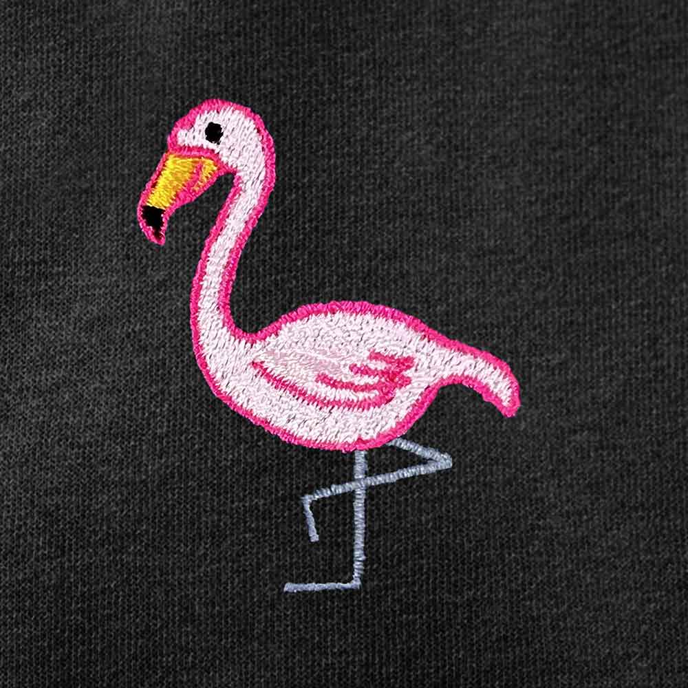 Dalix Flamingo Embroidered Fleece Zip Washed Hoodie Cold Fall Winter Women in Black 2XL XX-Large