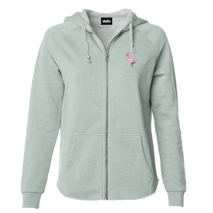 Dalix Flamingo Washed Zip Hoodie