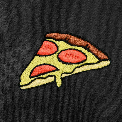 Dalix Pizza Embroidered Fleece Zip Washed Hoodie Cold Fall Winter Women in Black 2XL XX-Large