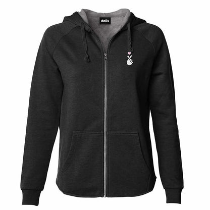 Dalix Snap Heart Washed Zip Hoodie