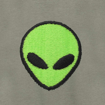 Dalix Alien Embroidered Zip Hoodie Fleece Long Sleeve Pocket Warm Soft Mens in Heather Stone 2XL XX-Large