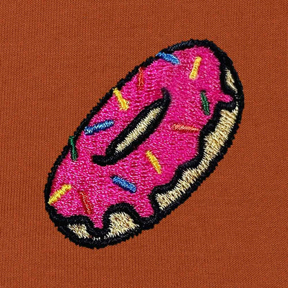 Dalix Donut Embroidered Hoodie Fleece Sweatshirt Zip Front Mens in Mauve M Medium