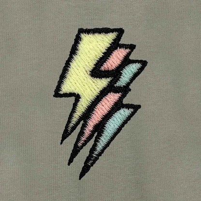 Dalix Lightning Embroidered Hoodie Fleece Sweatshirt Zip Front Mens in Silver M Medium