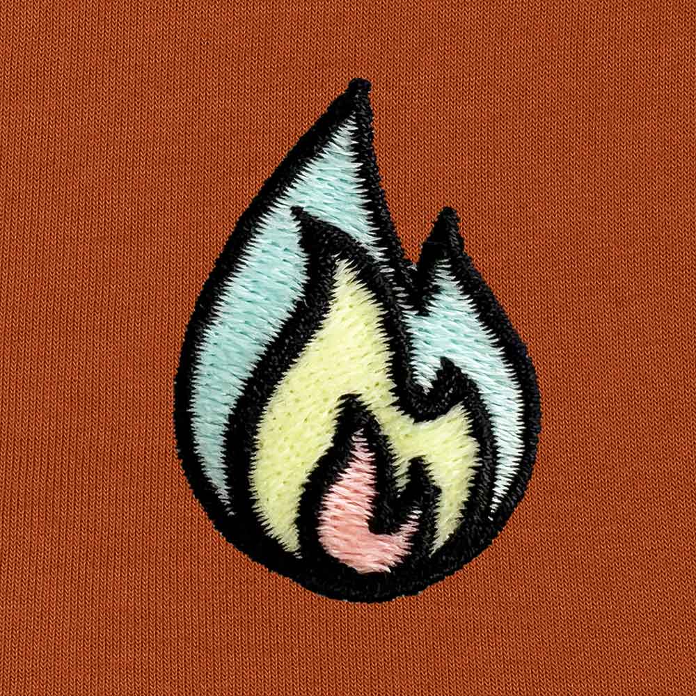 Dalix Fire Embroidered Hoodie Fleece Sweatshirt Zip Front Mens in Mauve M Medium