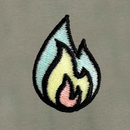 Dalix Fire Embroidered Hoodie Fleece Sweatshirt Zip Front Mens in Silver 3XL XXX-Large