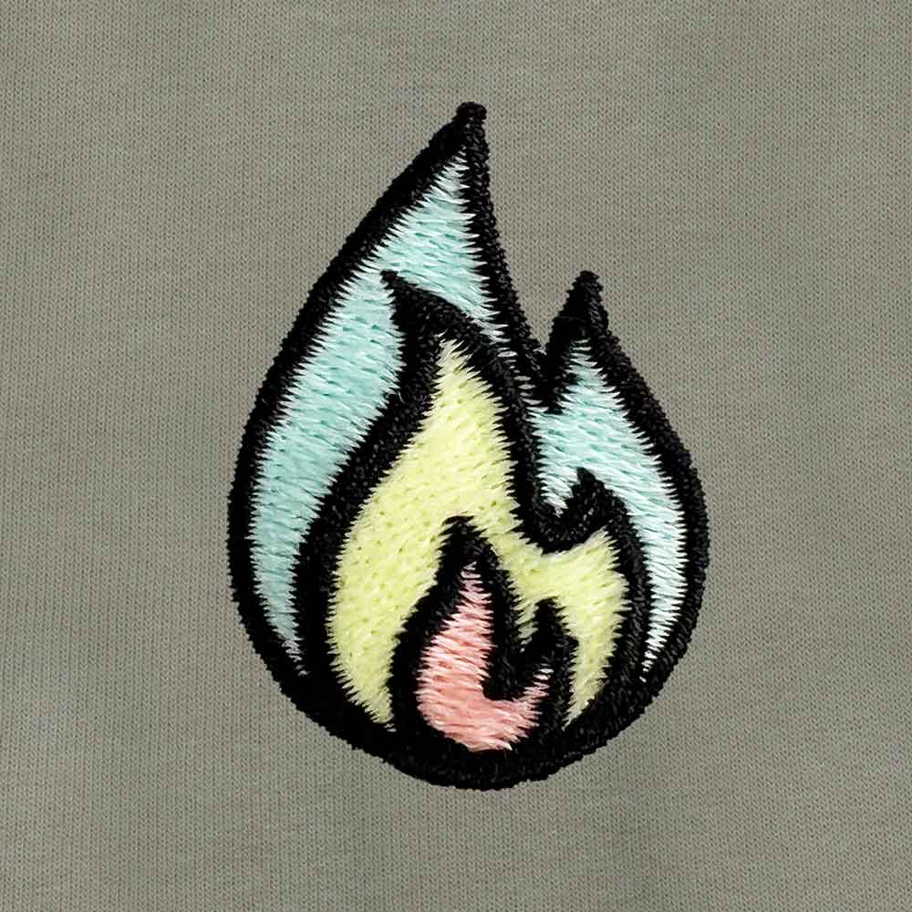 Dalix Fire Embroidered Hoodie Fleece Sweatshirt Zip Front Mens in Silver M Medium