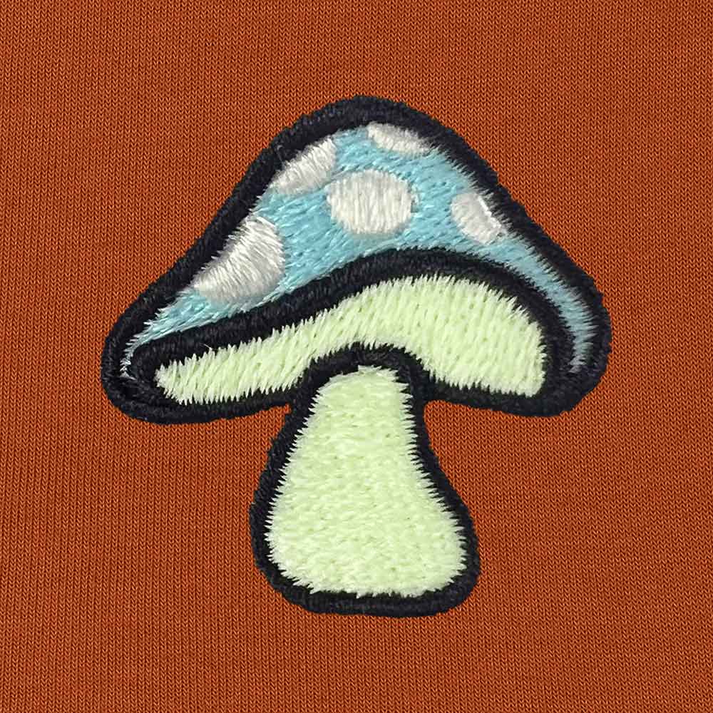 Dalix Mushroom Embroidered Hoodie Fleece Sweatshirt Zip Front Mens in Military Green M Medium