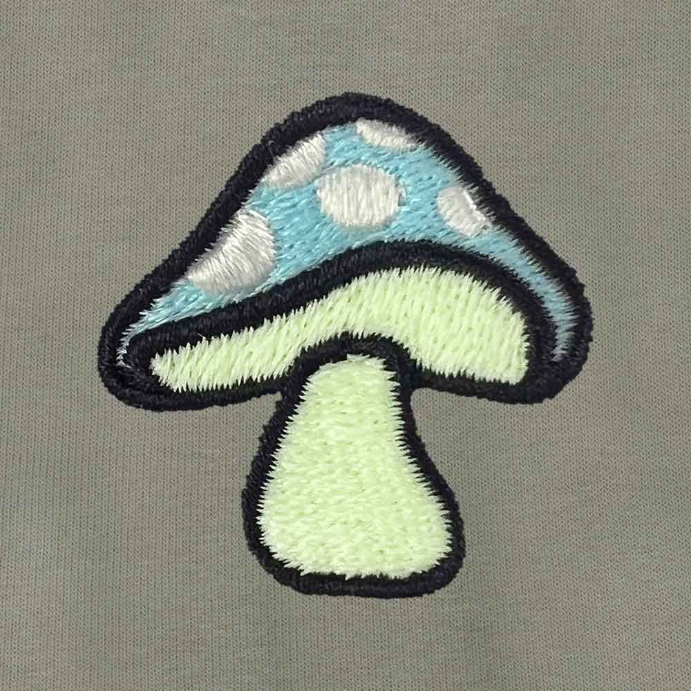 Dalix Mushroom Embroidered Hoodie Fleece Sweatshirt Zip Front Mens in Silver 3XL XXX-Large
