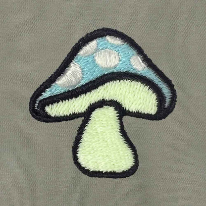 Dalix Mushroom Embroidered Hoodie Fleece Sweatshirt Zip Front Mens in Silver M Medium