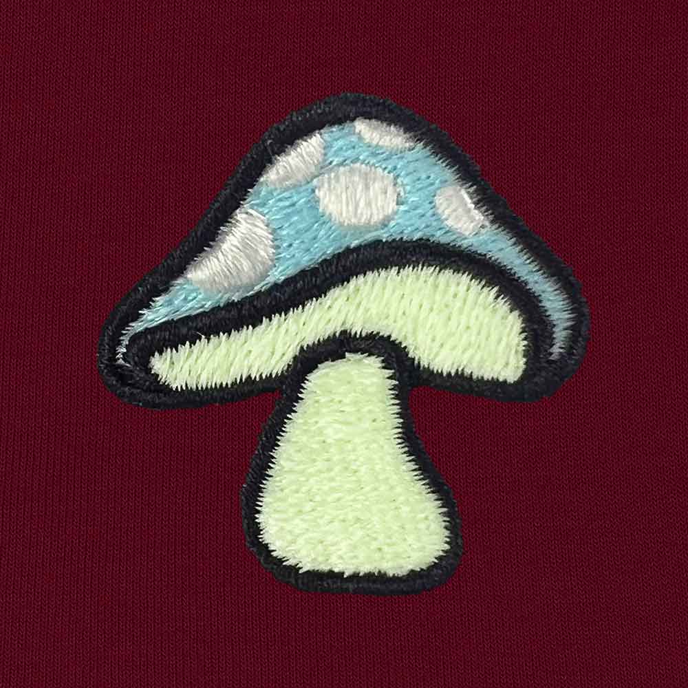 Dalix Mushroom Embroidered Hoodie Fleece Sweatshirt Zip Front Mens in Tan M Medium