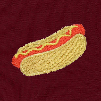 Dalix Hot Dog Embroidered Zip Hoodie Fleece Long Sleeve Pocket Warm Soft Mens in Maroon 2XL XX-Large