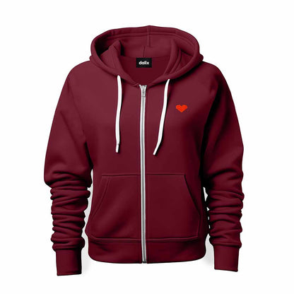 Dalix Pixel Heart Zip Hoodie