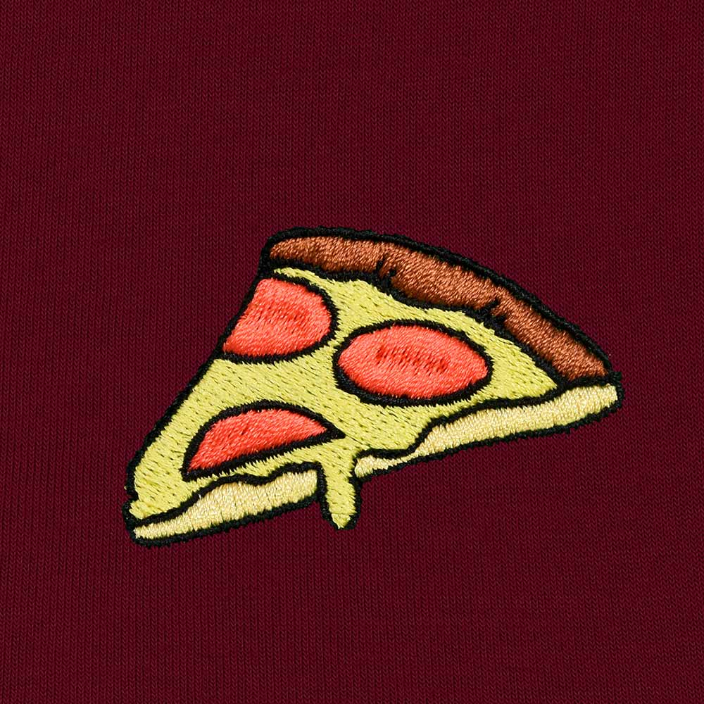 Dalix Pizza Embroidered Zip Hoodie Fleece Long Sleeve Pocket Warm Soft Mens in Maroon 2XL XX-Large