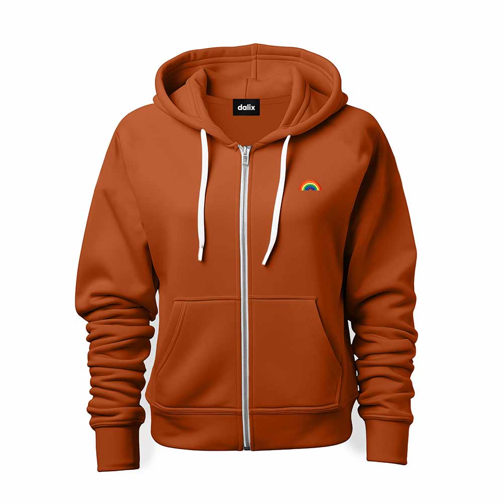 Dalix Rainbow Embroidered Zip Hoodie Fleece Long Sleeve Pocket Warm Soft Mens in Autumn 2XL XX-Large
