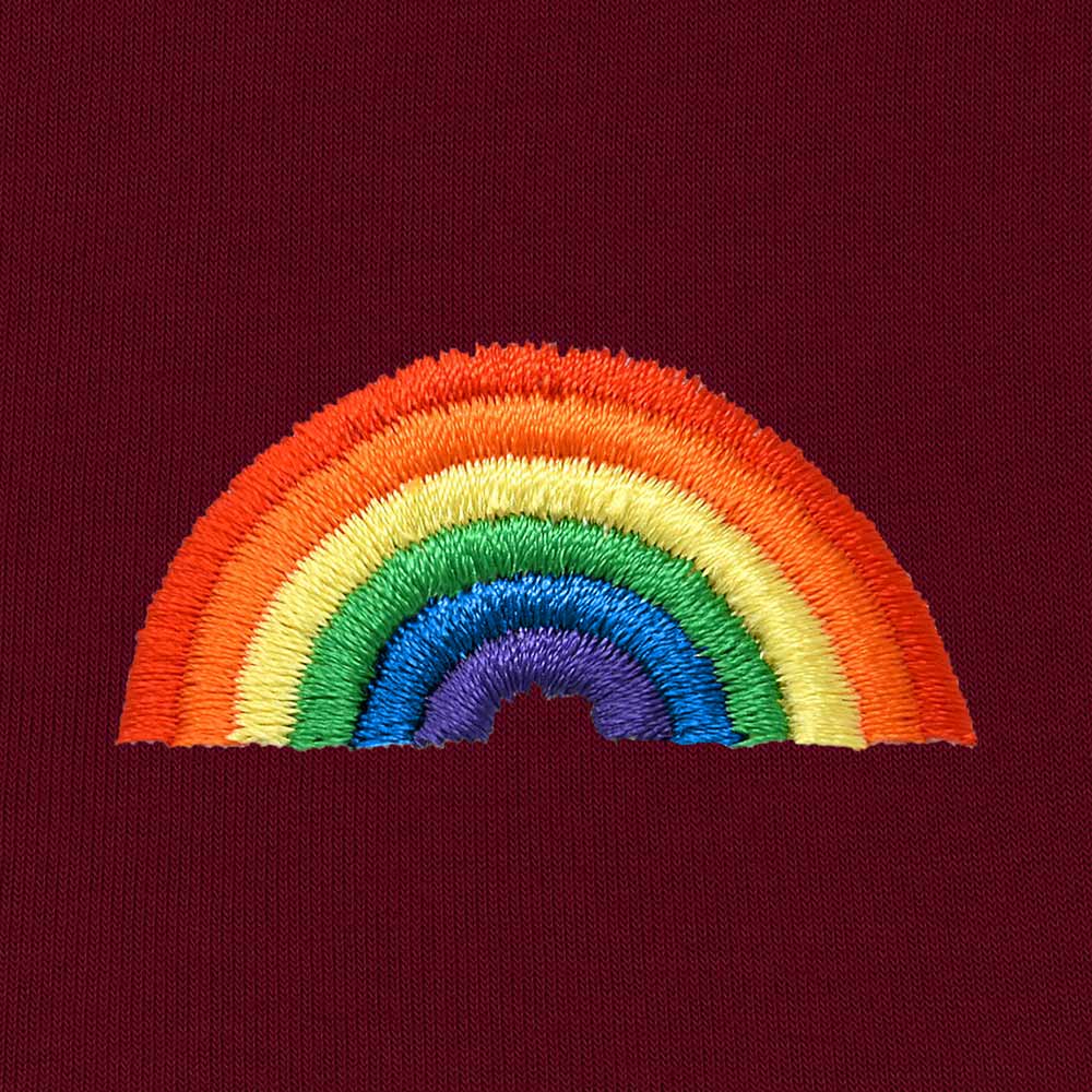 Dalix Rainbow Embroidered Zip Hoodie Fleece Long Sleeve Pocket Warm Soft Mens in Maroon 2XL XX-Large