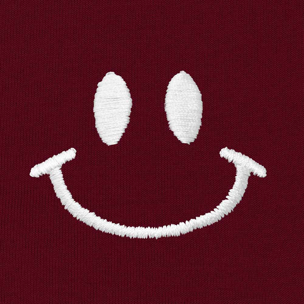 Dalix Smile Face Embroidered Zip Hoodie Fleece Long Sleeve Pocket Warm Soft Mens in Maroon 2XL XX-Large