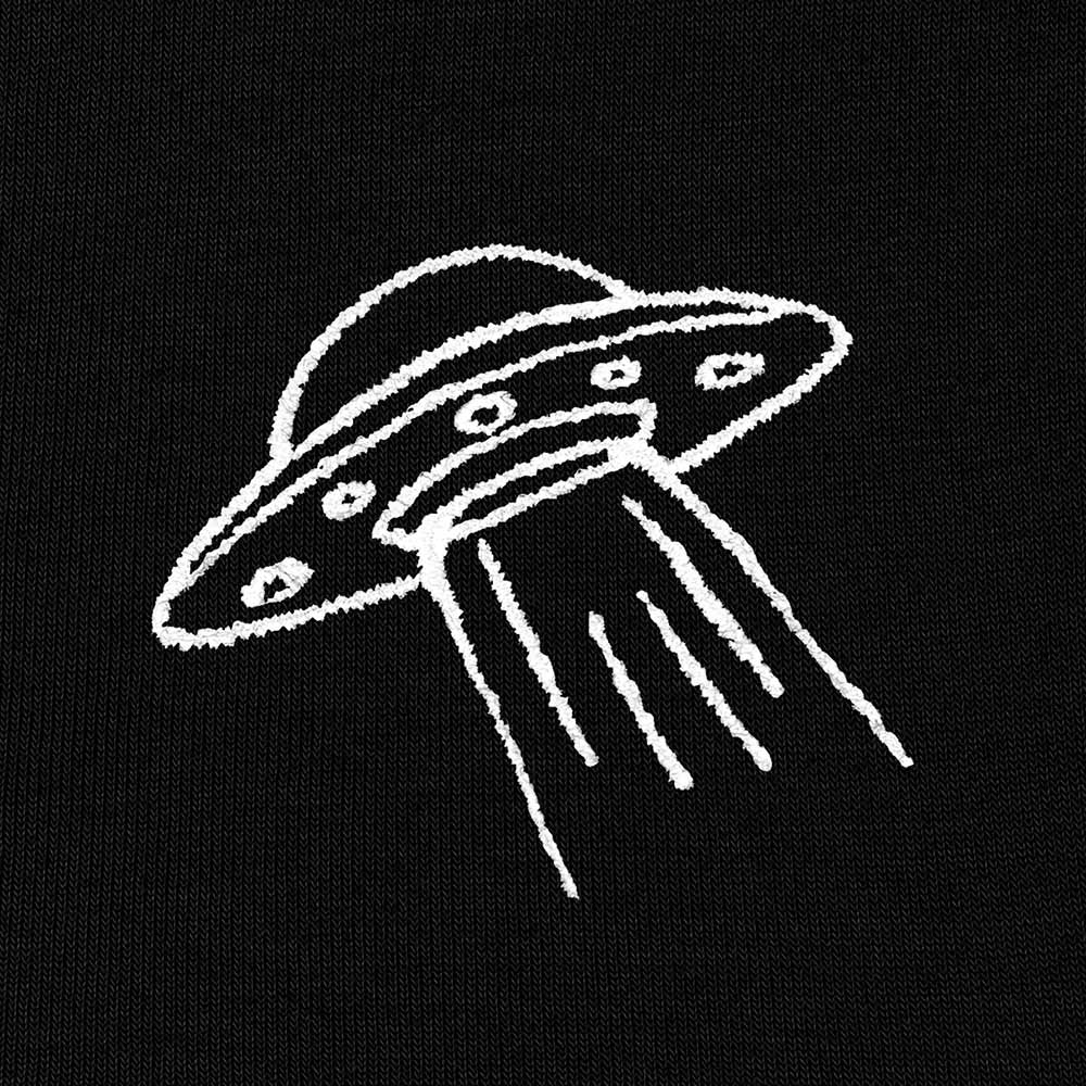 Dalix UFO Embroidered Zip Hoodie Fleece Long Sleeve Pocket Warm Soft Mens in Black 2XL XX-Large
