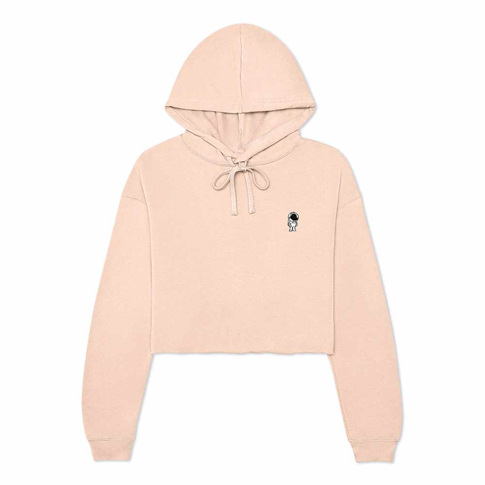 Dalix Astronaut Embroidered Fleece Cropped Hoodie Cold Fall Winter Women in Peach 2XL XX-Large