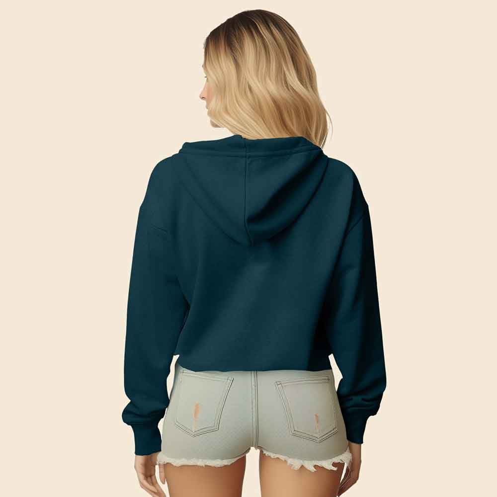 Dalix Be Kind Embroidered Fleece Cropped Hoodie Cold Fall Winter Women in Atlantic Green 2XL XX-Large