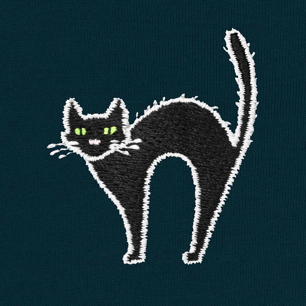 Dalix Black Cat Embroidered Fleece Cropped Hoodie Cold Fall Winter Women in Atlantic Green 2XL XX-Large