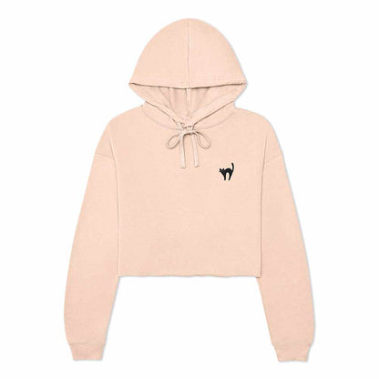 Dalix Black Cat Embroidered Fleece Cropped Hoodie Cold Fall Winter Women in Peach 2XL XX-Large
