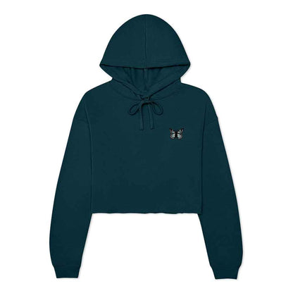 Dalix Butterfly Embroidered Fleece Zip Hoodie Cold Fall Winter Women in Atlantic Green M Medium