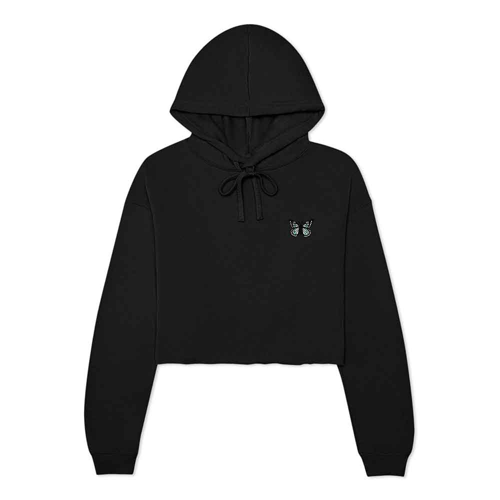 Dalix Butterfly Embroidered Fleece Zip Hoodie Cold Fall Winter Women in Black 2XL XX-Large