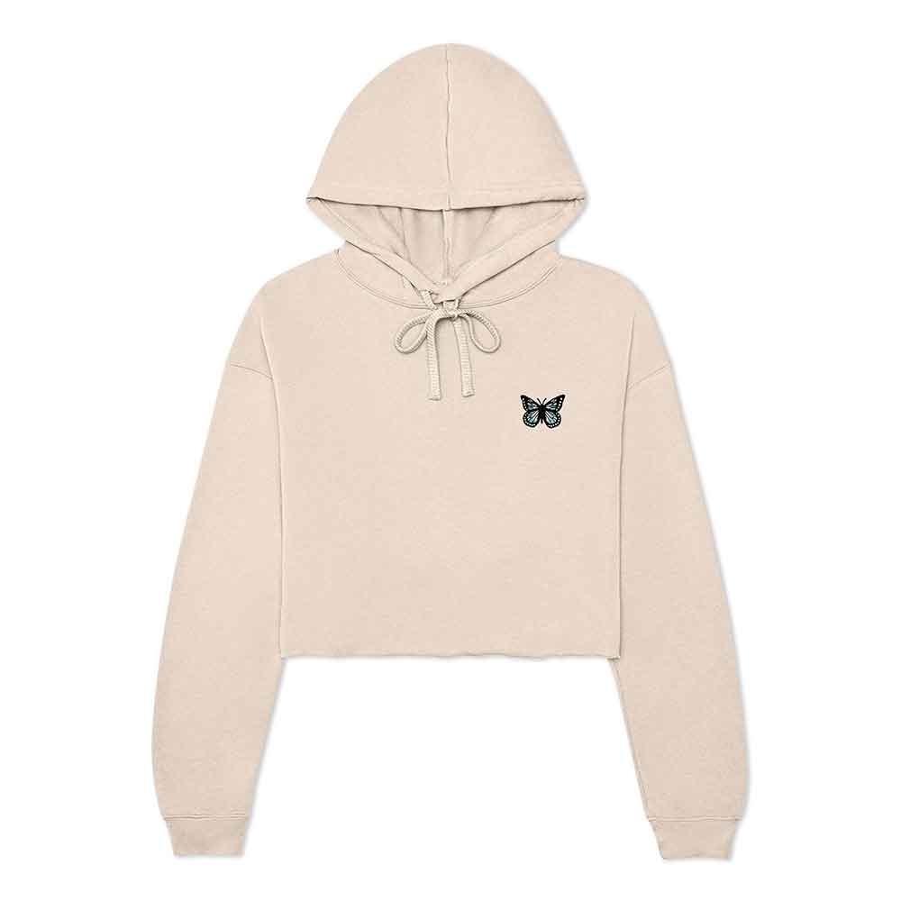 Dalix Butterfly Embroidered Fleece Zip Hoodie Cold Fall Winter Women in Peach S Small