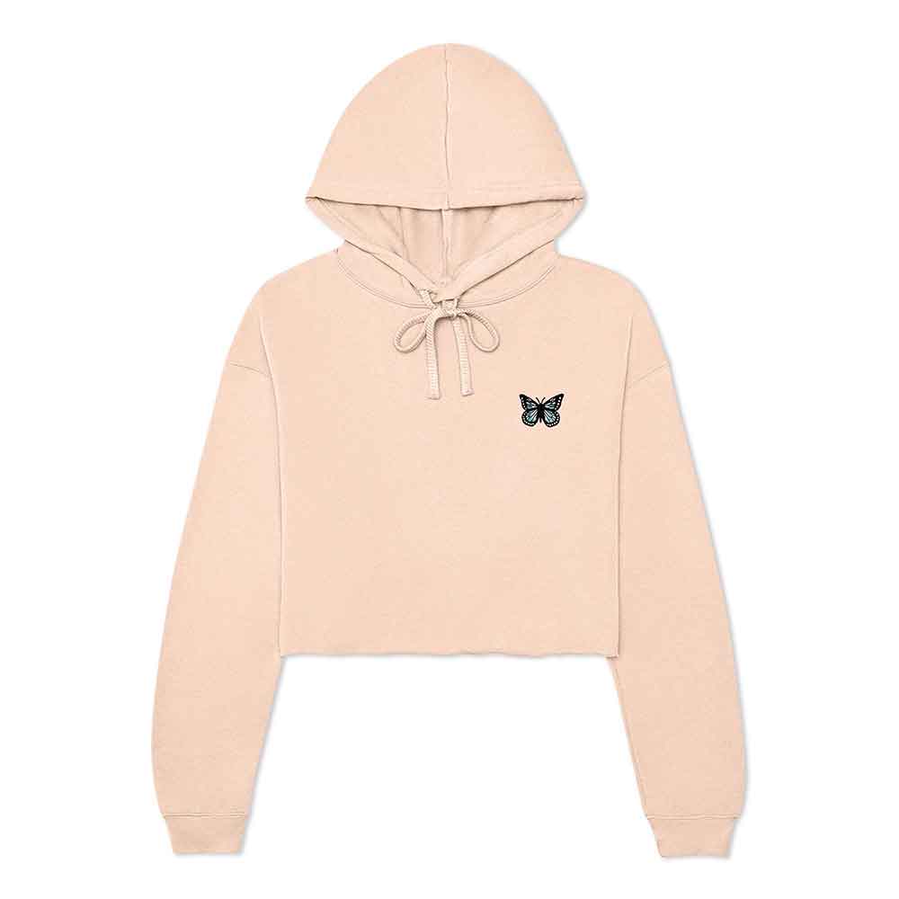 Dalix Butterfly Midweight Fleece Cropped Zip Hoodie