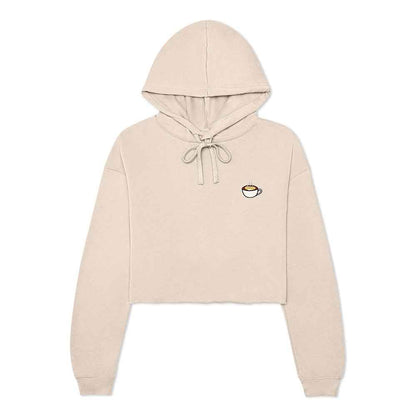 Dalix Cappuccino Embroidered Fleece Cropped Hoodie Cold Fall Winter Women in Peach S Small