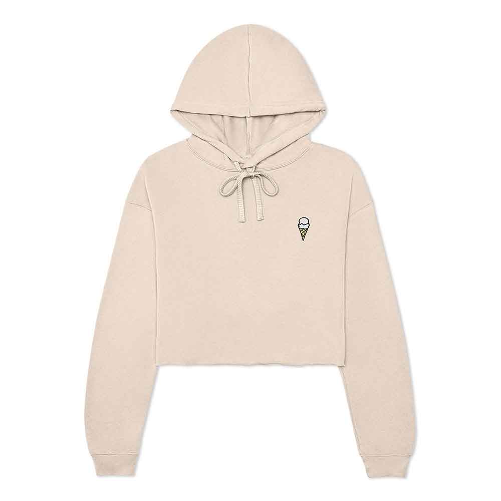 Dalix Double Scoop Embroidered Fleece Cropped Hoodie Cold Fall Winter Women in Peach 2XL XX-Large