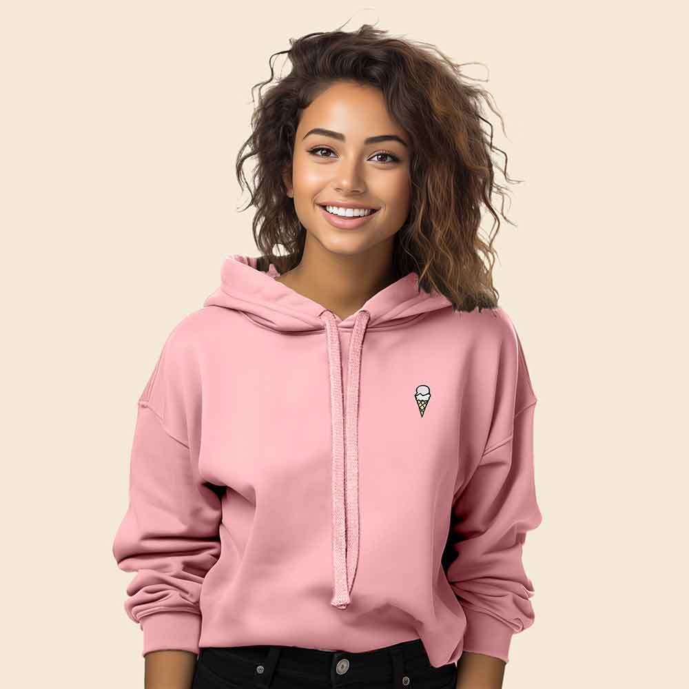 Dalix Double Scoop Midweight Fleece Cropped Hoodie