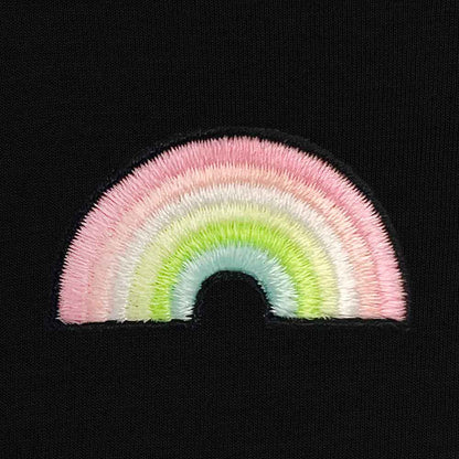 Dalix Rainbow Embroidered Fleece Cropped Hoodie Cold Fall Winter Women in Dark Heather M Medium