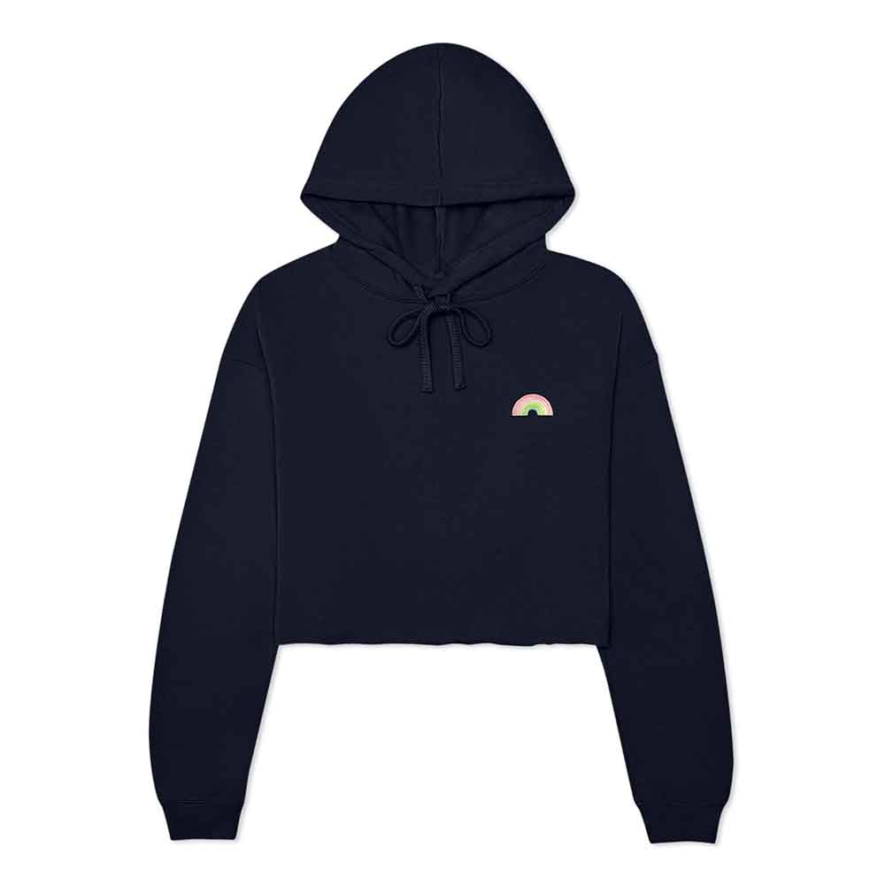 Dalix Rainbow Midweight Fleece Cropped Hoodie (Glow in the Dark)