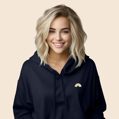 Dalix Rainbow Midweight Fleece Cropped Hoodie (Glow in the Dark)
