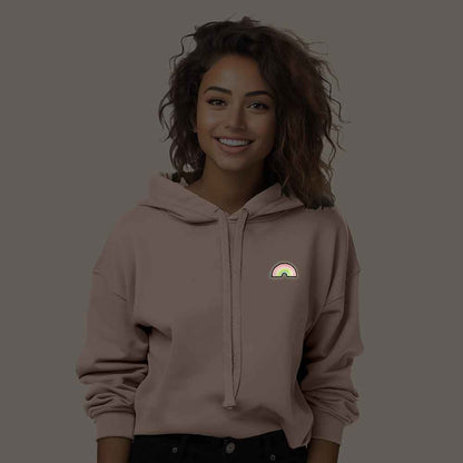 Dalix Rainbow Midweight Fleece Cropped Hoodie (Glow in the Dark)