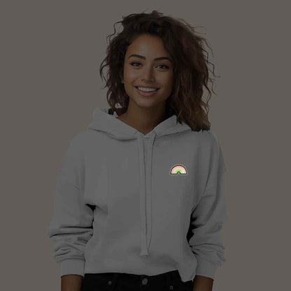 Dalix Rainbow Midweight Fleece Cropped Hoodie (Glow in the Dark)