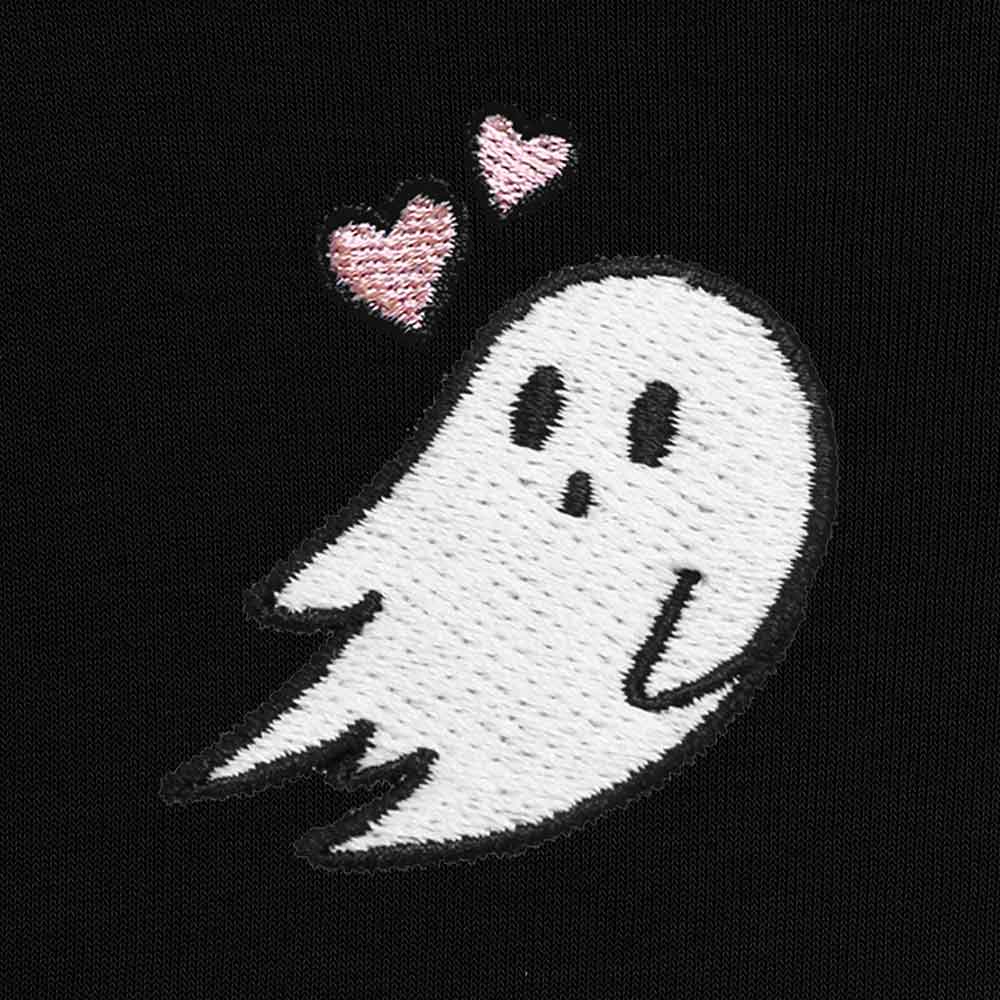 Dalix Heartly Ghost Embroidered Fleece Cropped Hoodie Cold Fall Winter Women in Deep Heather S Small