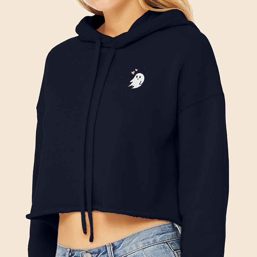 Dalix Heartly Ghost Cropped Hoodie