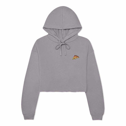 Dalix Pizza Embroidered Fleece Cropped Hoodie Cold Fall Winter Women in Storm Gray 2XL XX-Large