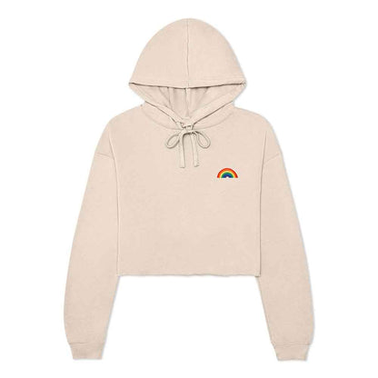 Dalix Rainbow Embroidered Fleece Cropped Hoodie Cold Fall Winter Women in Peach 2XL XX-Large