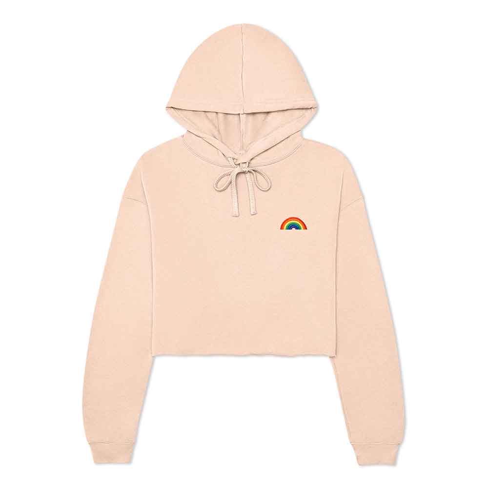 Dalix Rainbow Midweight Fleece Cropped Hoodie