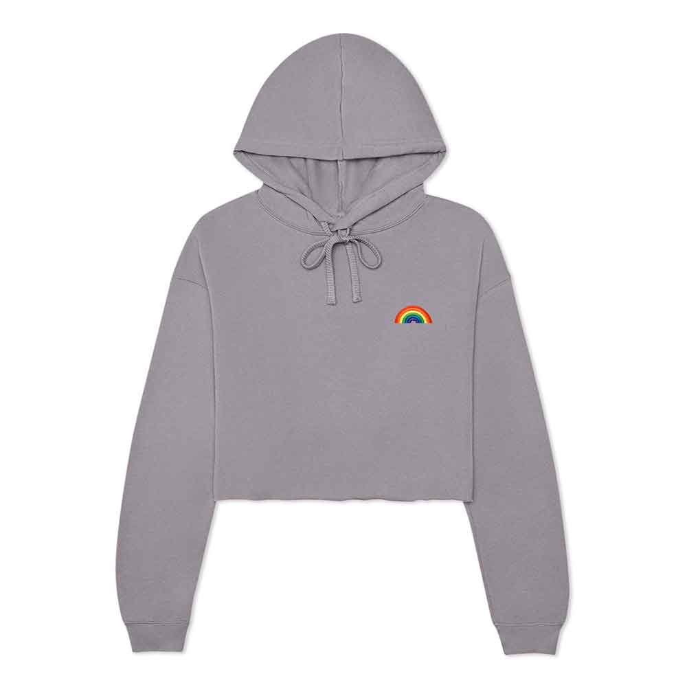 Dalix Rainbow Midweight Fleece Cropped Hoodie