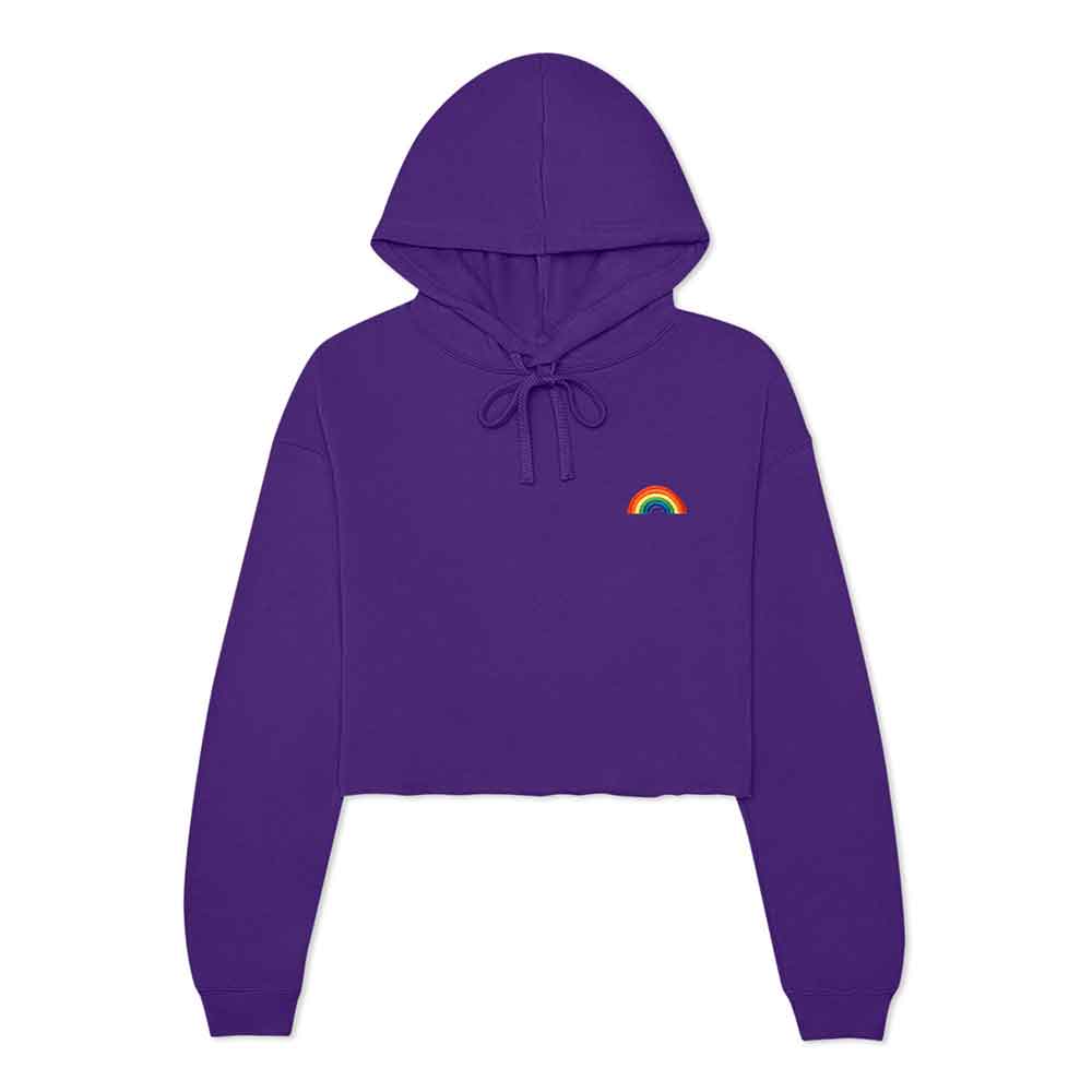 Dalix Rainbow Midweight Fleece Cropped Hoodie