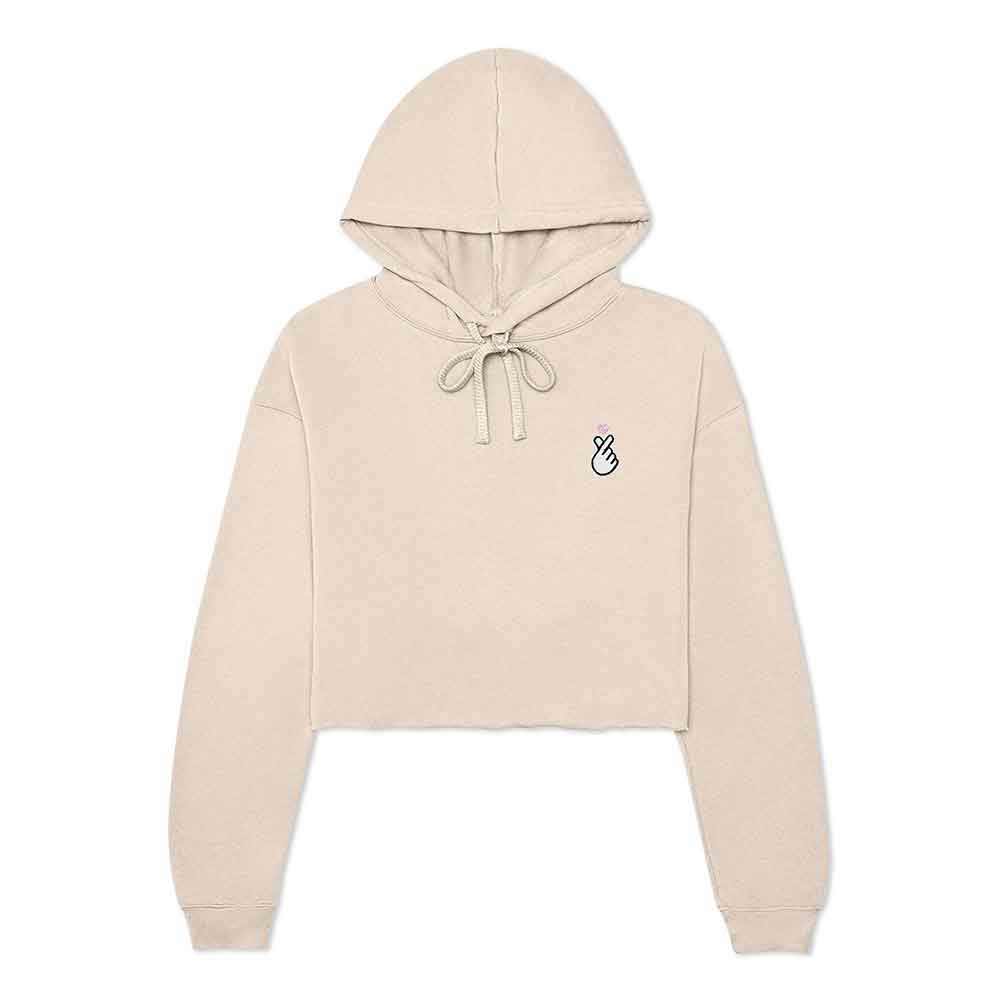 Dalix Snap Heart Embroidered Hoodie Fleece Sweatshirt Pullover Womens in Peach XL X-Large