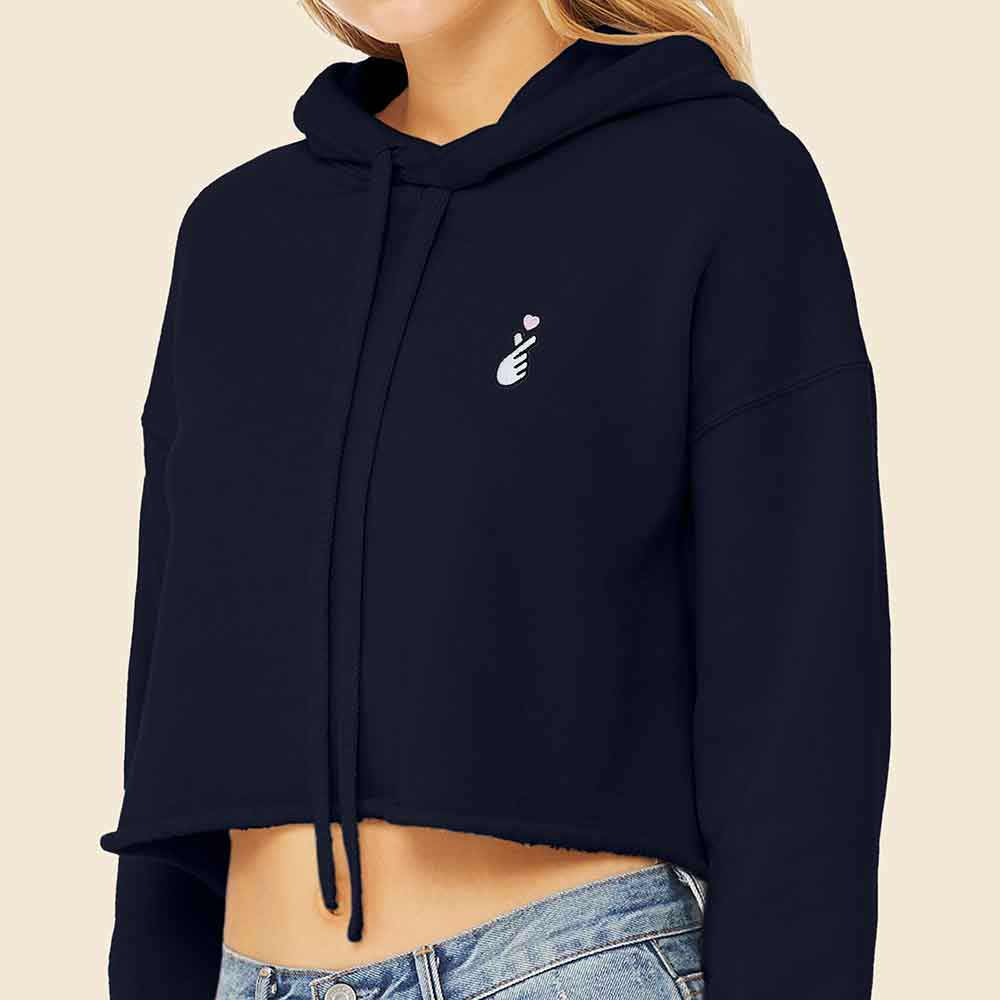 Dalix Snap Heart Cropped Hoodie
