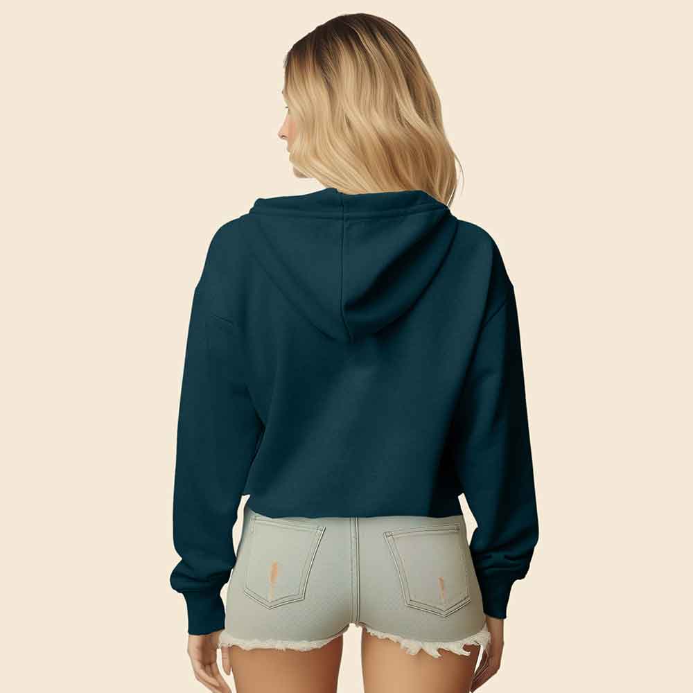 Dalix Taco Embroidered Fleece Cropped Hoodie Cold Fall Winter Women in Atlantic Green 2XL XX-Large
